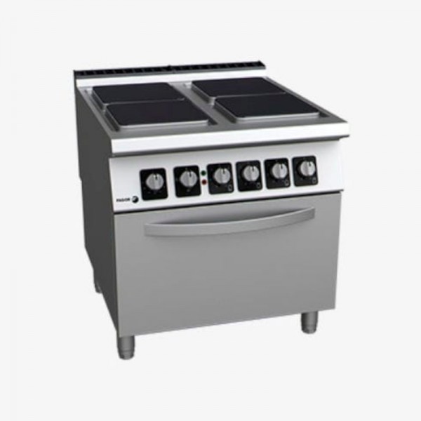 Cuisinière professionnelle électrique 4 plaques carrées et four FAGOR