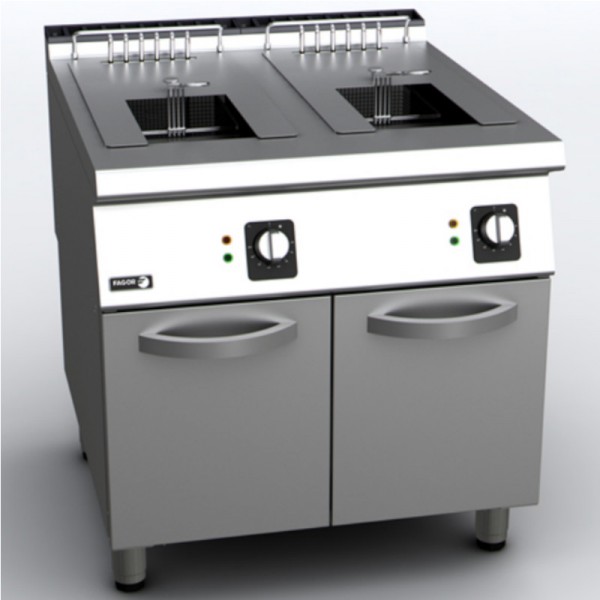 Friteuse professionnelle gaz profondeur 650 mm 2x8L robinet de vidange  intégré à poser - Gastro M