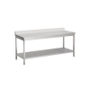 Table inox avec dosseret 700 roulettes en option