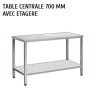 Table inox centrale avec étagère largeur 700 mm mapal