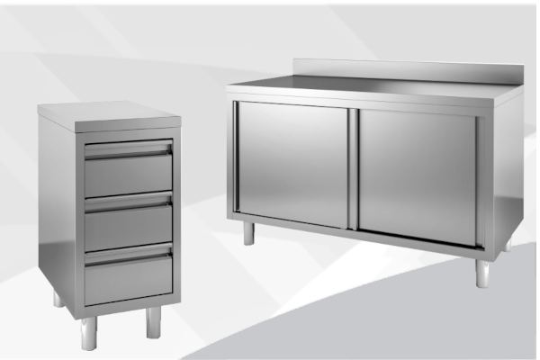 Meuble d'angle inox Prof.700 avec dosseret  Meubles bas inox par ProInox  Cuisto Dépôt